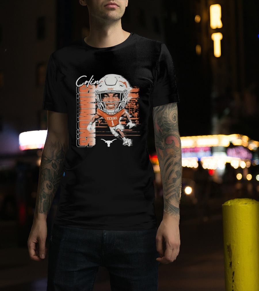 Colin Simmons Texas Longhorns Football Player Number 1 Distressed T-Shirt
