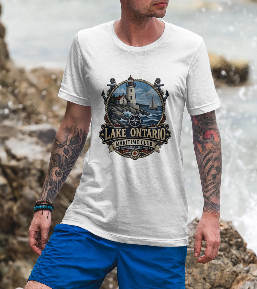 Lake Ontario Maritime Club Great Lakes Lighthouse Sailboat Est 1808 T-Shirt