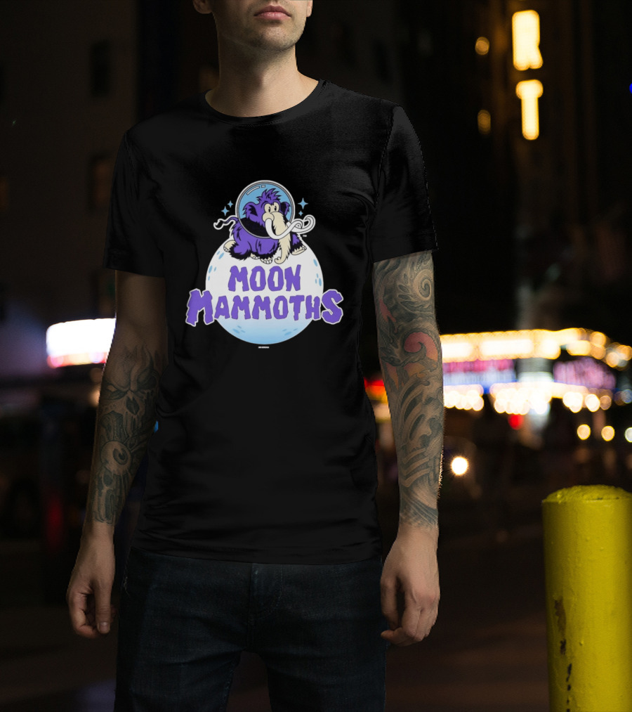 Moon Mammoths Purple Space Elephant Creature Astronaut T-Shirt