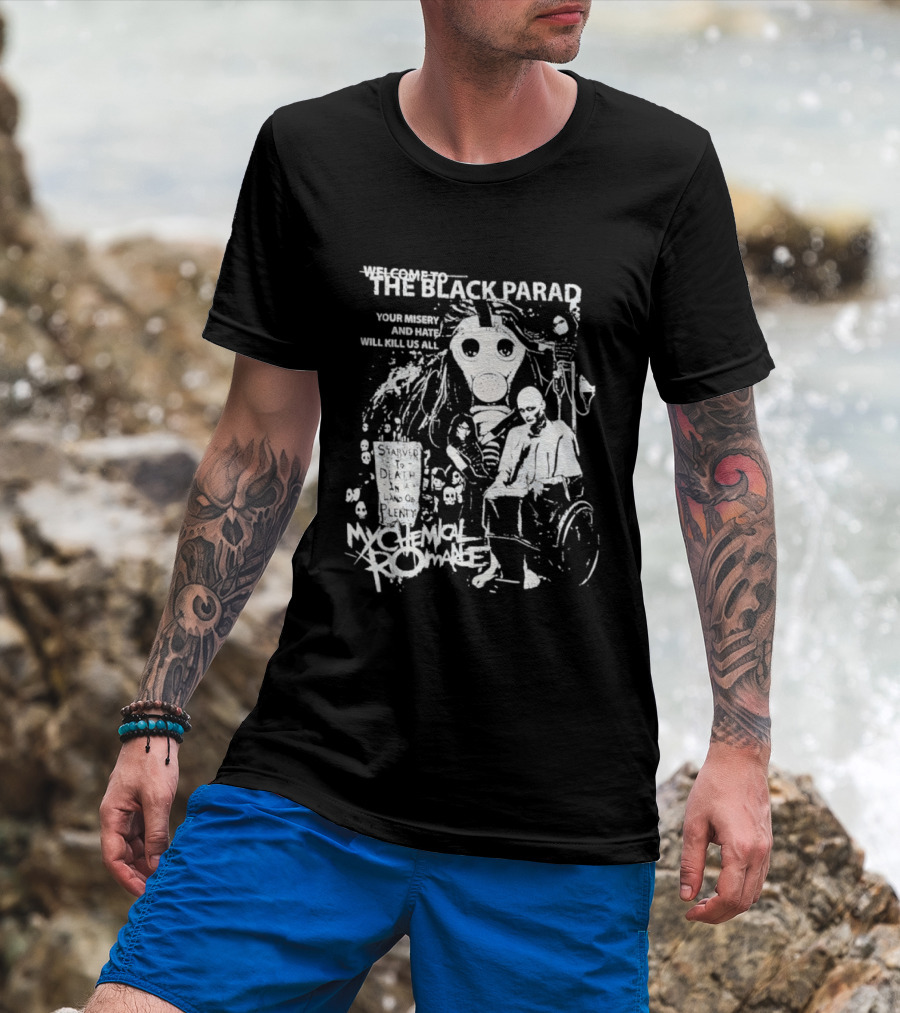 My Chemical Romance The Black Parade Tour Souvenir Mask Skeleton T-Shirt