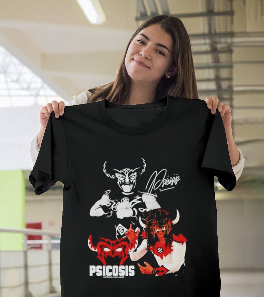 Psicosis Suprema Lucha Libre Wrestling Demon Mask Signature T-Shirt