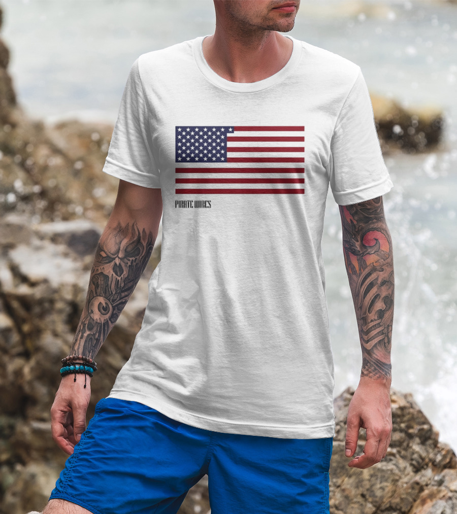 Pirate Wires 1776 American Flag Lunar Position Relative To Earth T-Shirt
