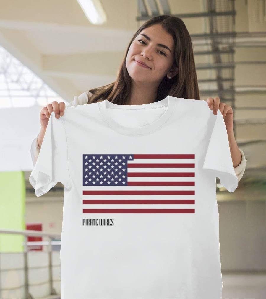 Pirate Wires 1776 American Flag Lunar Position Relative To Earth T-Shirt
