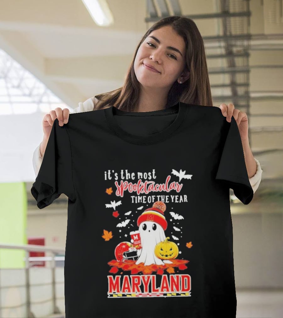 Maryland Terrapins Halloween 2026 Most Spooktacular Time Of The Year Ghost T-Shirt