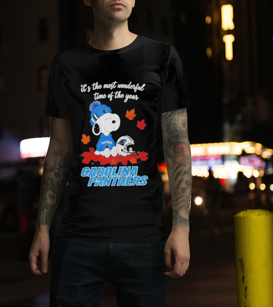 Carolina Panthers Snoopy Fall Halloween 2026 Most Wonderful Time Of The Year T-Shirt