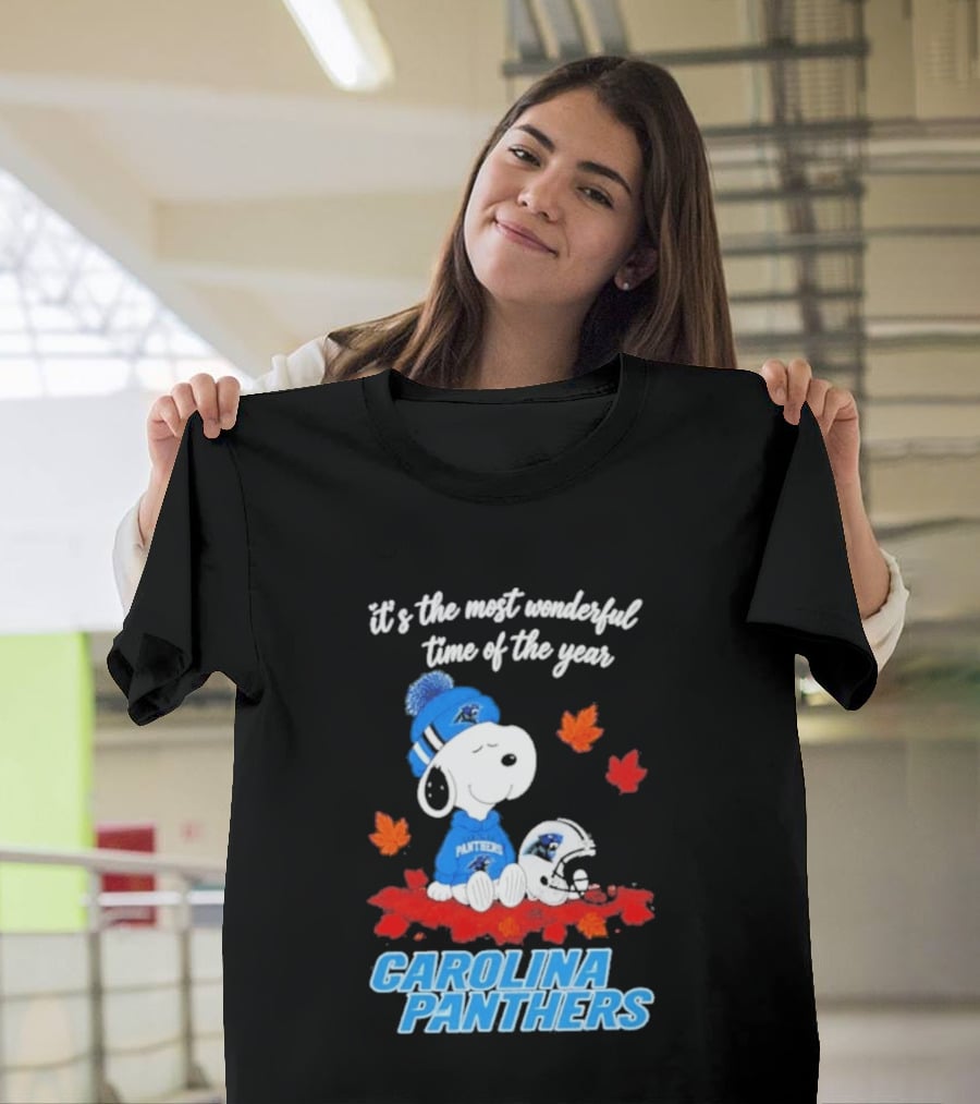 Carolina Panthers Snoopy Fall Halloween 2026 Most Wonderful Time Of The Year T-Shirt