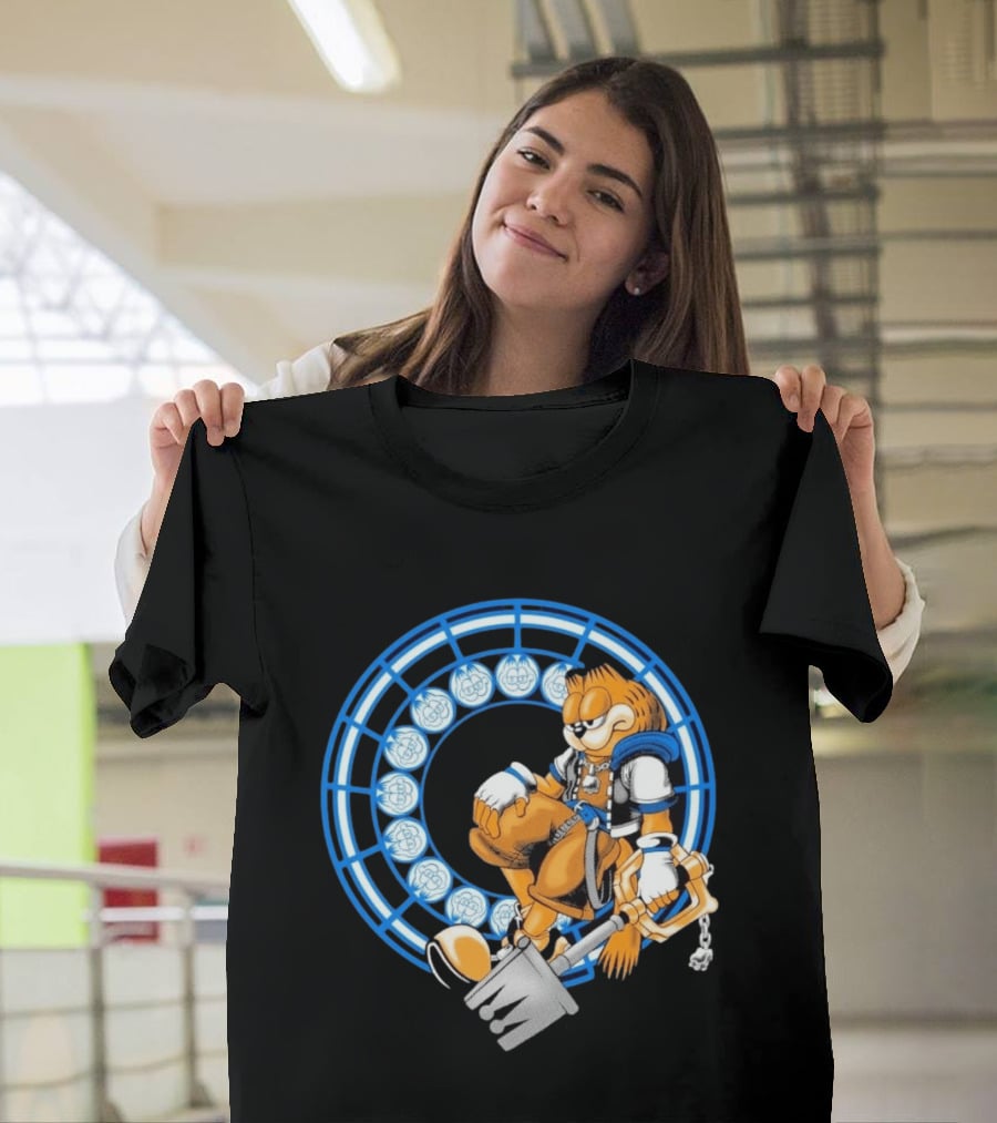 Just Another Heartless Monday Yetee Crossover With Keyblade Wielding Garfiend And Cool Blue Circles T-Shirt