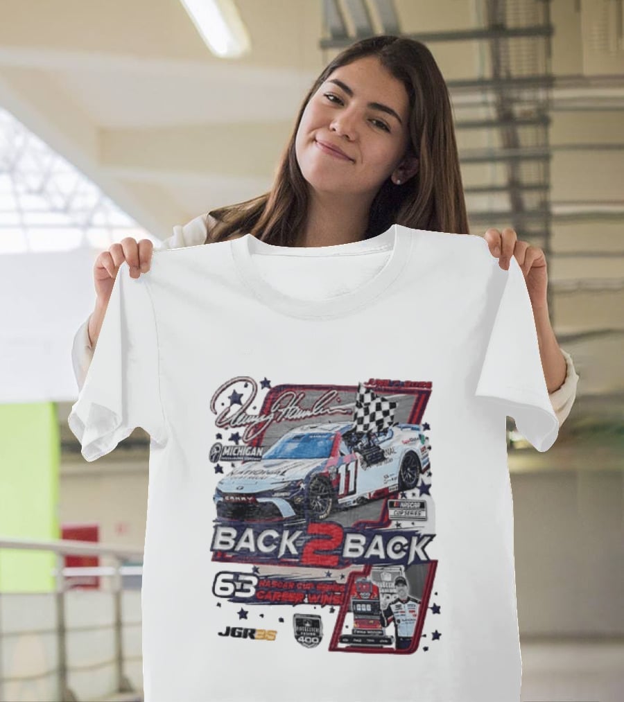 Denny Hamlin 60 NASCAR Cup Series Career Wins Back 2 Back Joe Gibbs Racing Michigan International Speedway NASCAR Cup Series Firekeepers Casino 400 T-Shirt