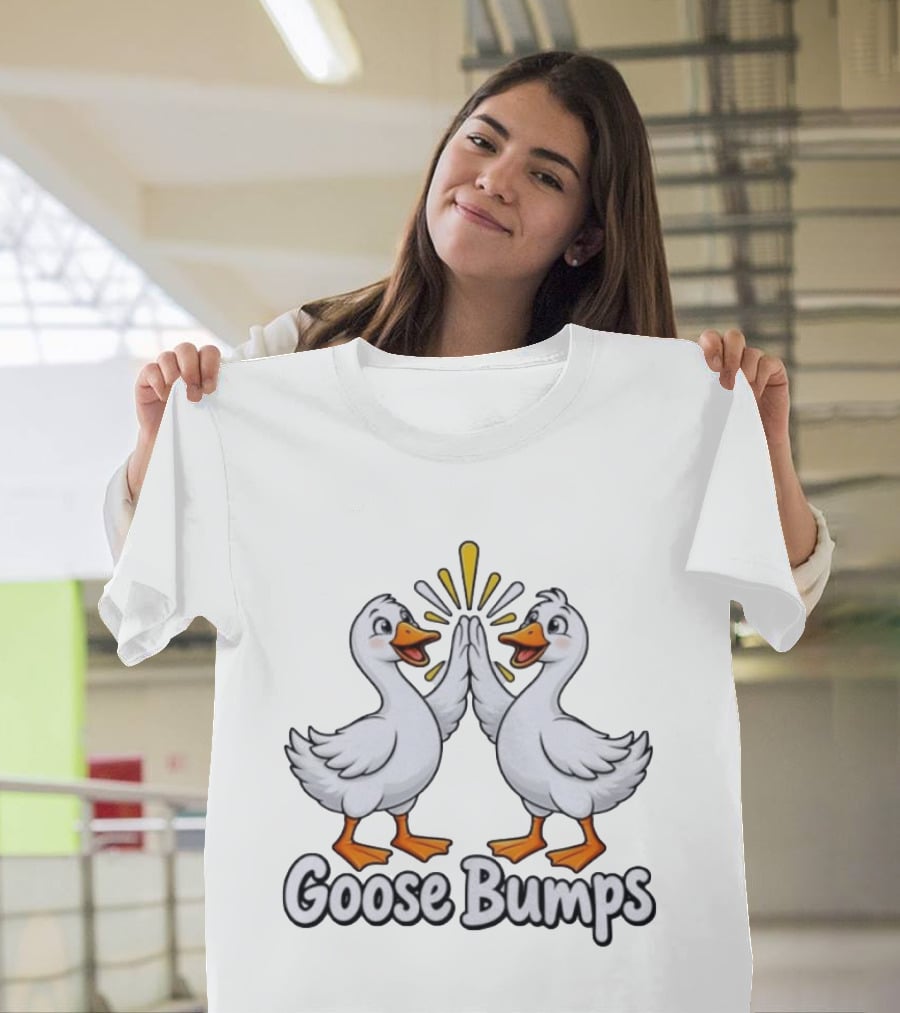 Goose Bumps High Five Ducks Cartoon Humor T-Shirt