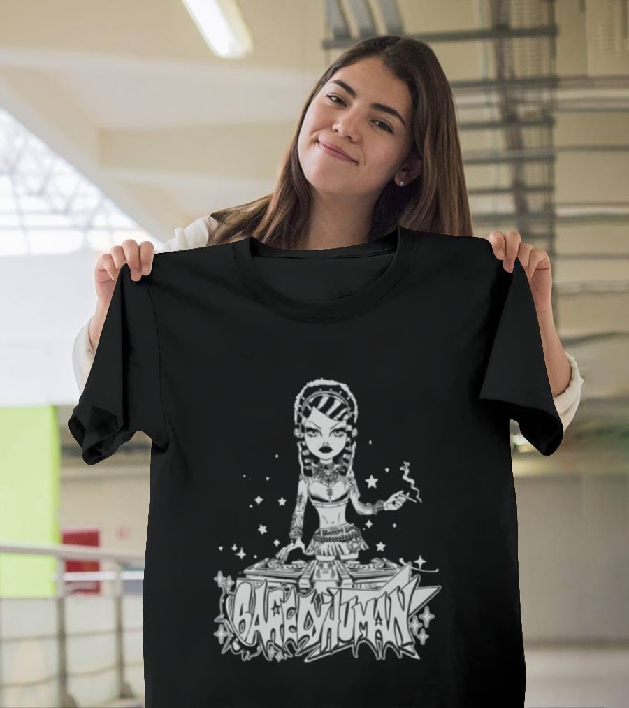 6Arelyhuman Digital Dancer Doll Tattoo Style DJ Aesthetic T-Shirt