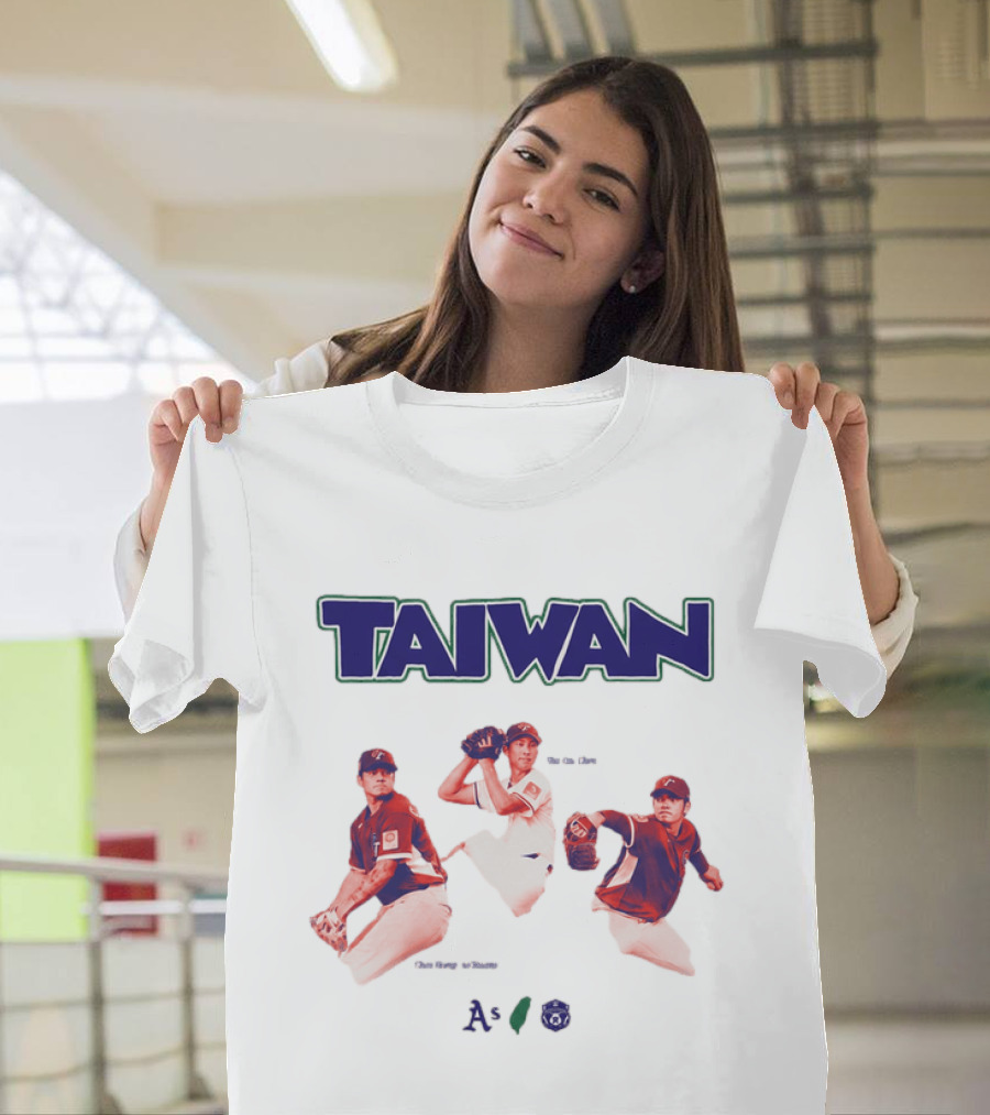 Taiwan Baseball Players Heritage With Taiwan Athletics And Baseball Federation Logos T-Shirt