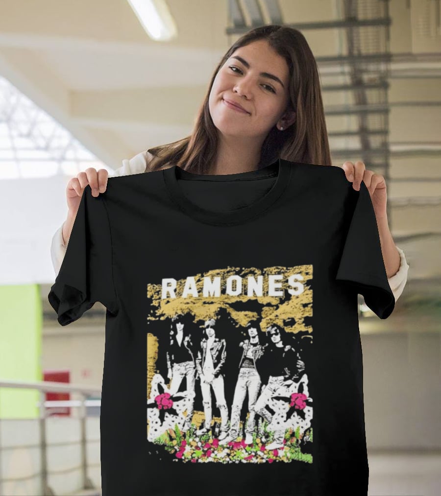 Ramones Floral Punk Rock Music Band T-Shirt