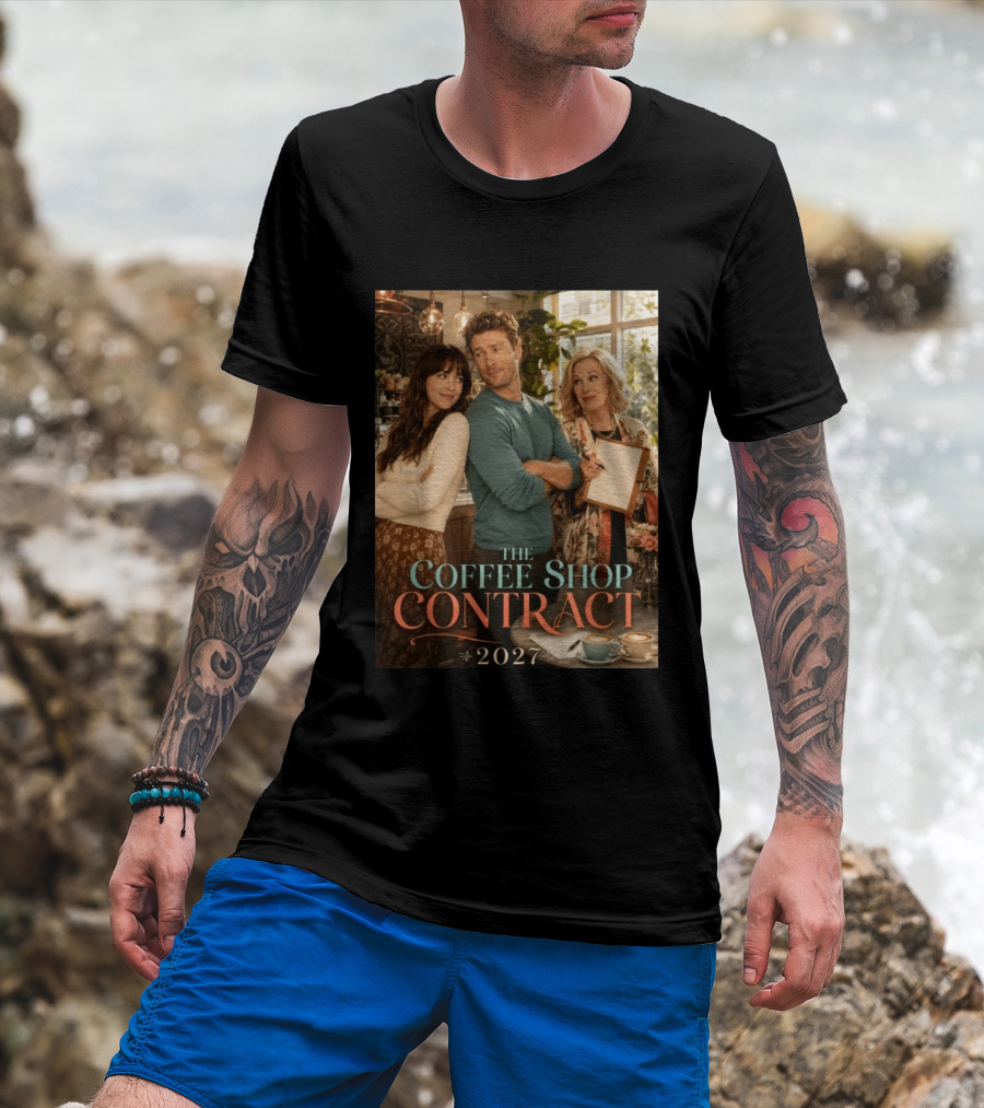 The Coffee Shop Contract 2027 Cozy Romantic Comedy Scene T-Shirt
