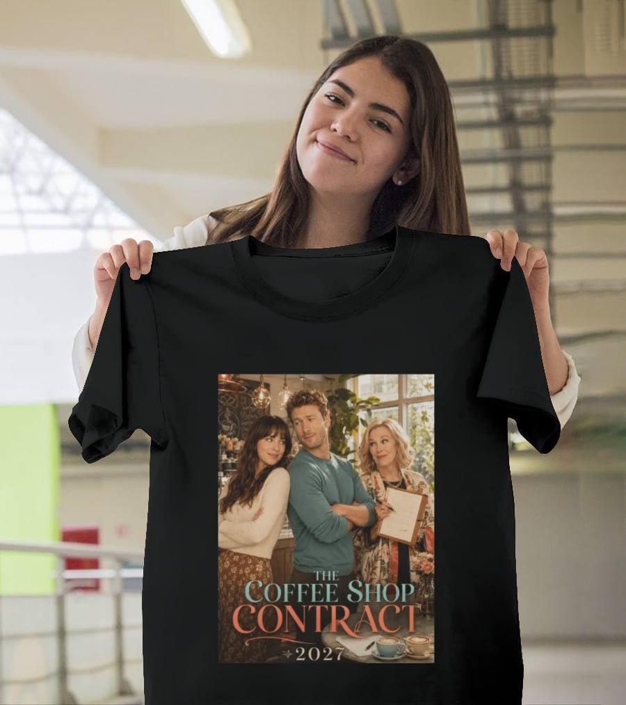 The Coffee Shop Contract 2027 Cozy Romantic Comedy Scene T-Shirt
