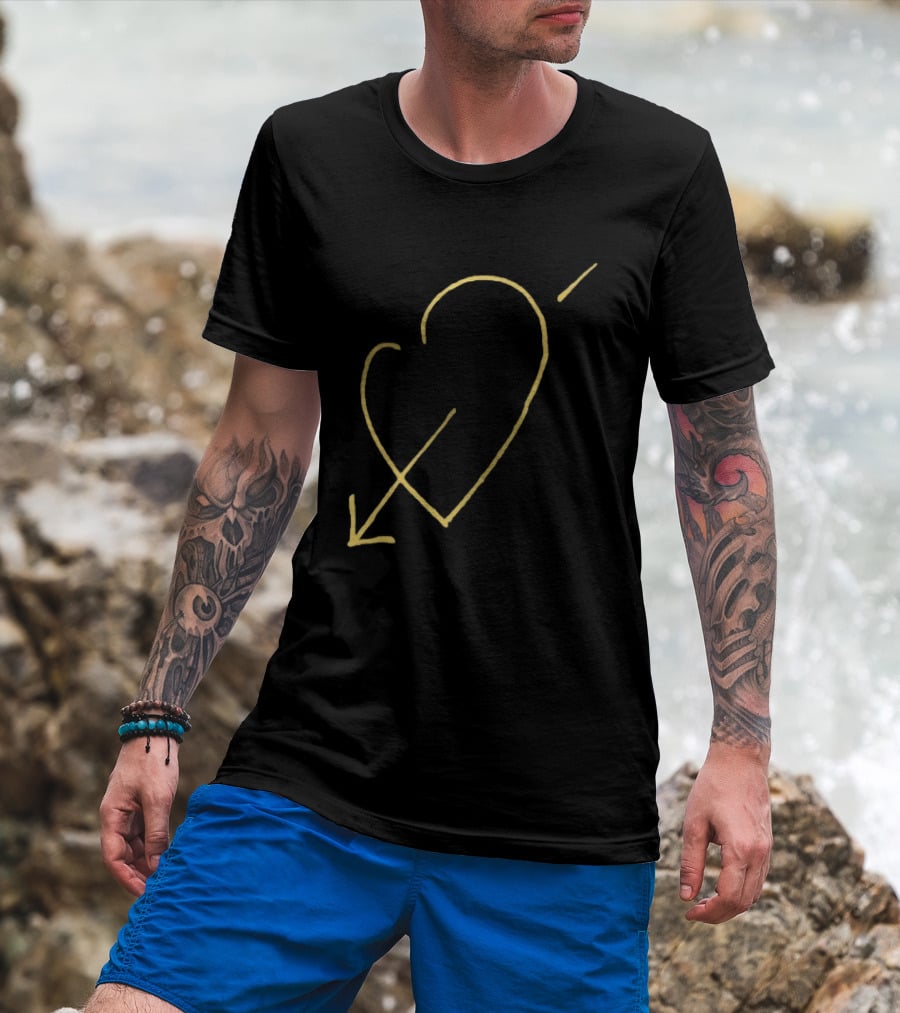 George Michael Store Faith Tour Heart Black Gold Arrow T-Shirt