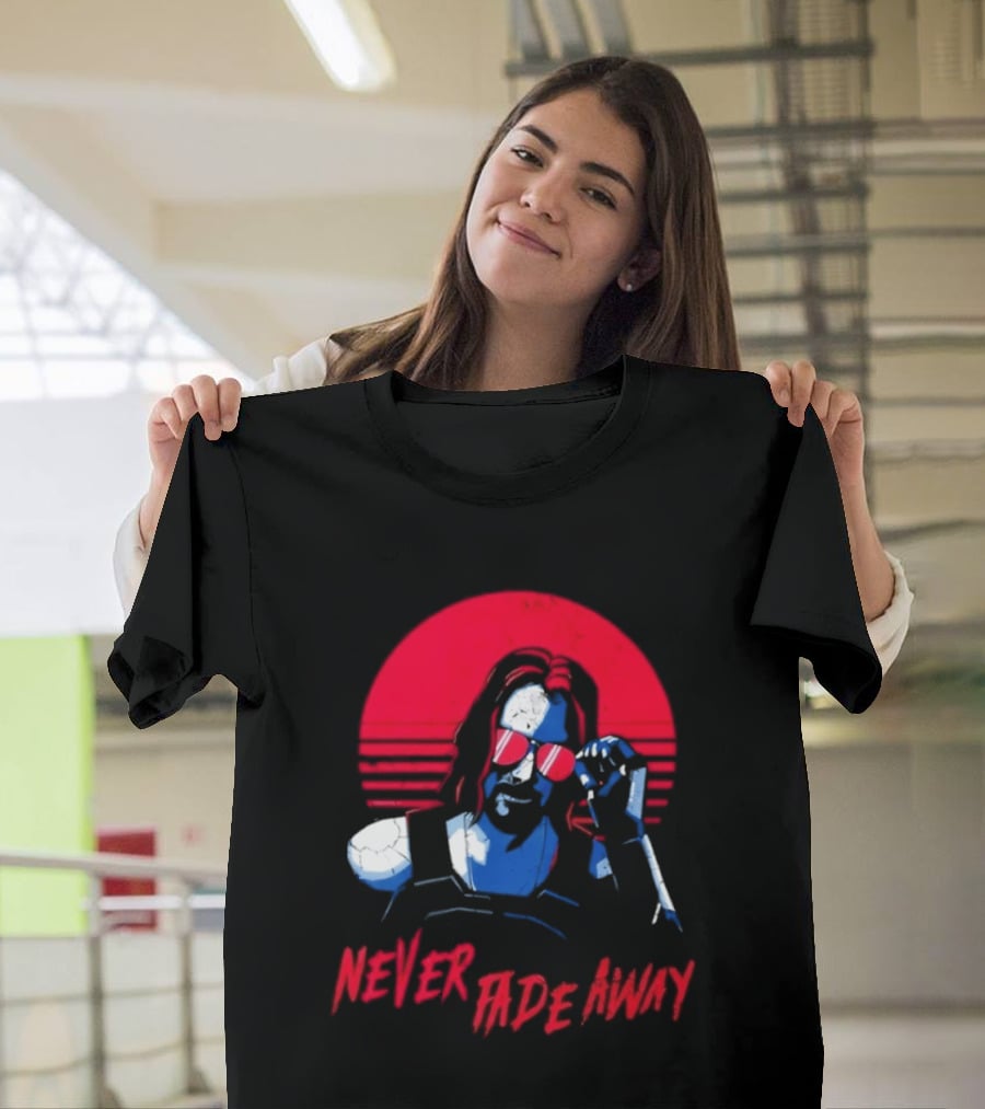 Johnny Silverhand Never Fade Away Retro Red Sun Glasses T-Shirt