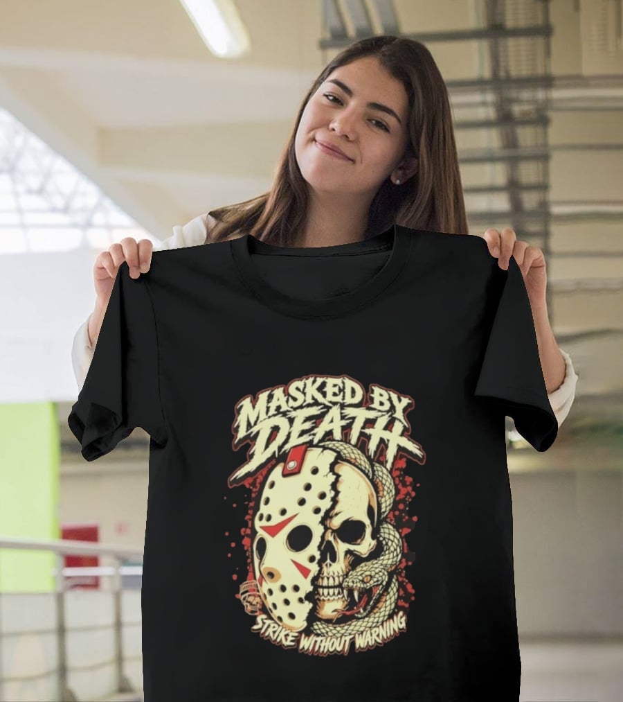 Masked By Death Jason Voorhees Strike Without Warning Horror T-Shirt