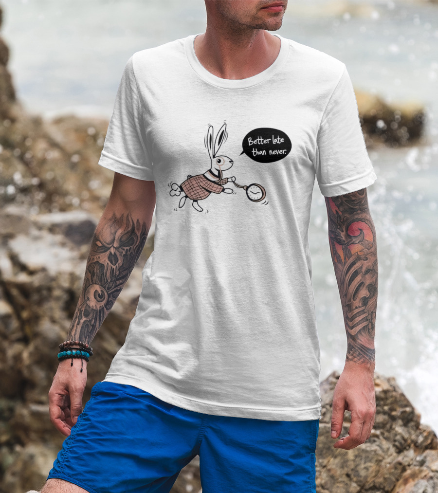 Better Late Than Never Rabbit Pocket T-Shirt