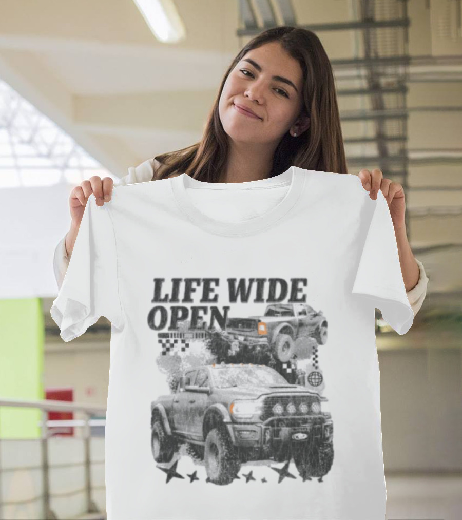 Cboystv Store Prospector Whiteout Life Wide Open Offroad Trucks T-Shirt