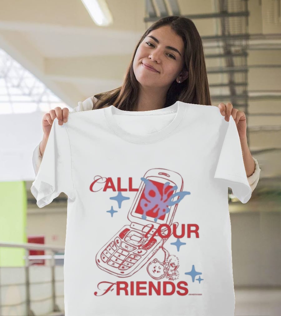 Call Your Friends Butterfly Flip Phone Stars T-Shirt