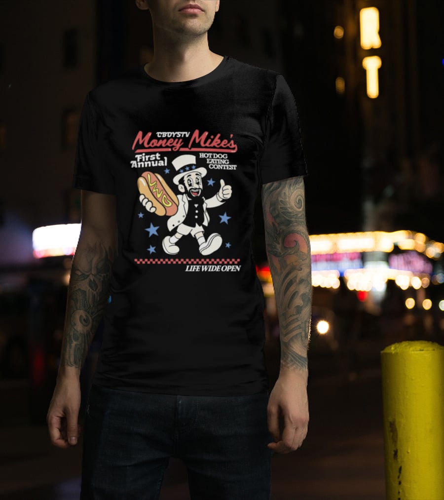 Cboystv Money Mikes First Annual Hotdog Eating Contest Live Wide Open T-Shirt