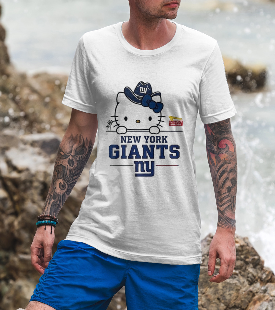 New York Giants Hello Kitty In N Out Burger Collaboration T-Shirt