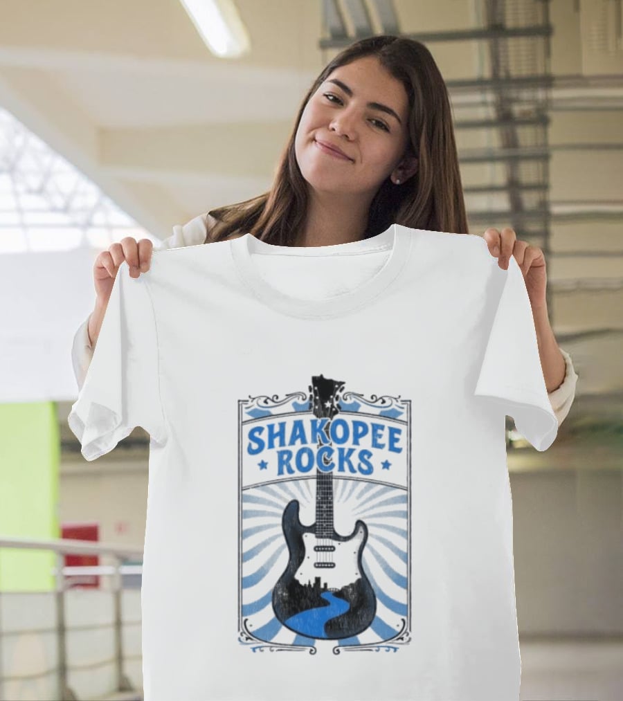 Shakopee Rocks Guitar Minnesota Rock And Roll Stripes T-Shirt
