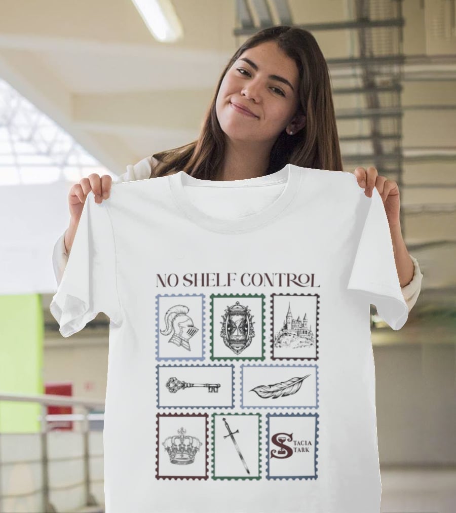 No Shelf Control Stacia Stark Crest Sword Key Crown T-Shirt