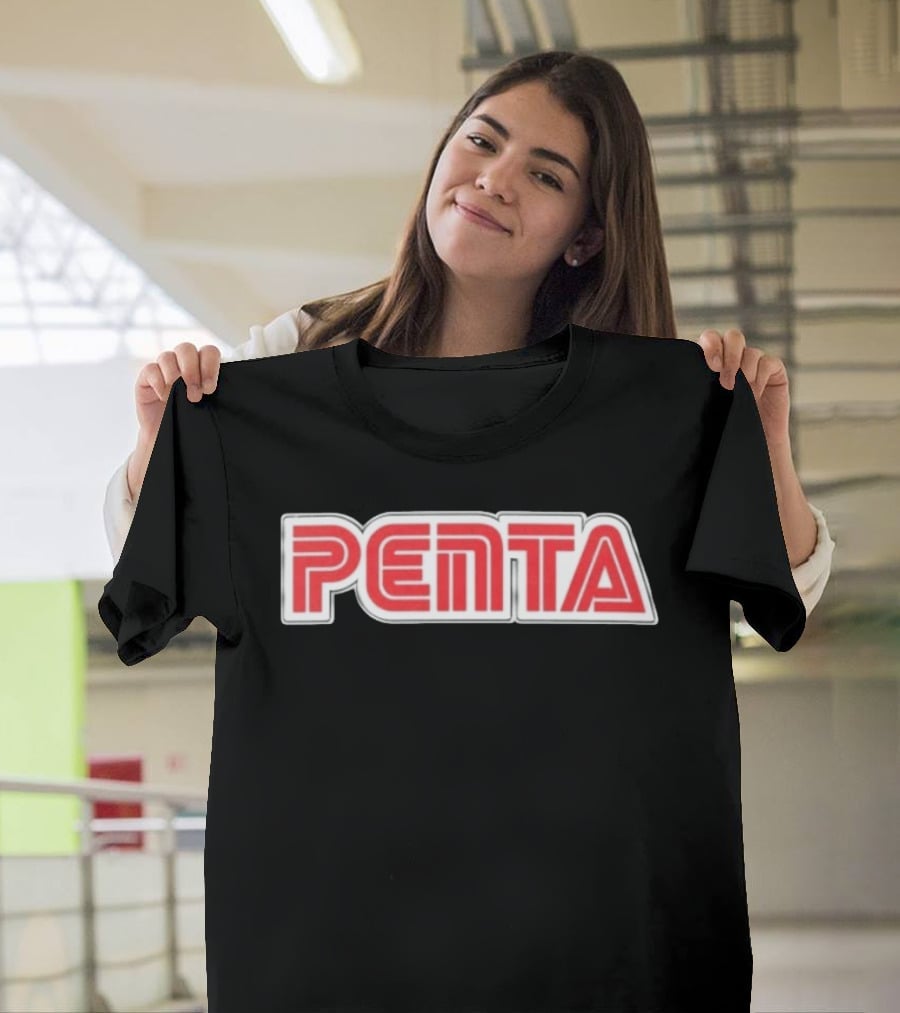 Penta Brand Retro 70s Style Bold Red Lettering T-Shirt