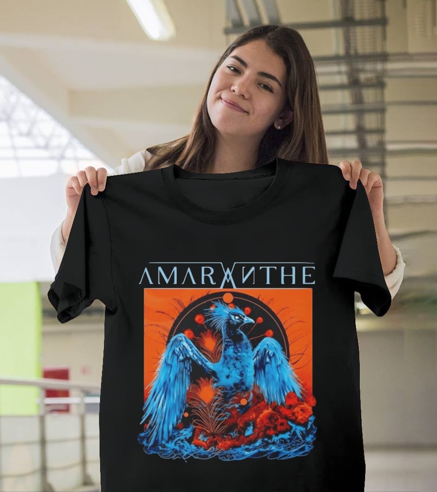 Amaranthe Phoenix Bird Metal Band Blue And Orange T-Shirt
