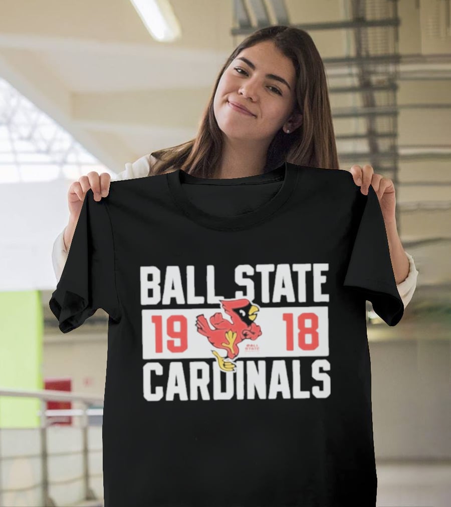 Ball State Cardinals 1918 Vintage Logo Red Cardinal Football Team T-Shirt