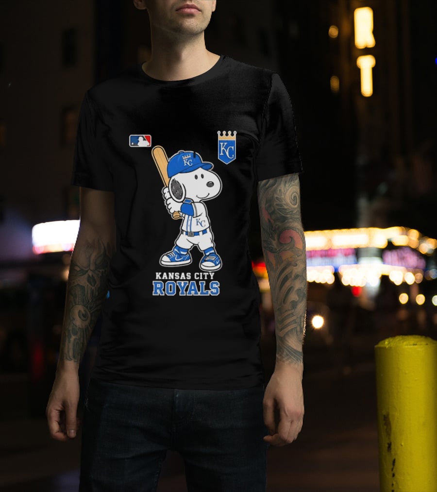 Snoopy Wearing Kansas City Royals Baseball Jersey Player MLB T-Shirt