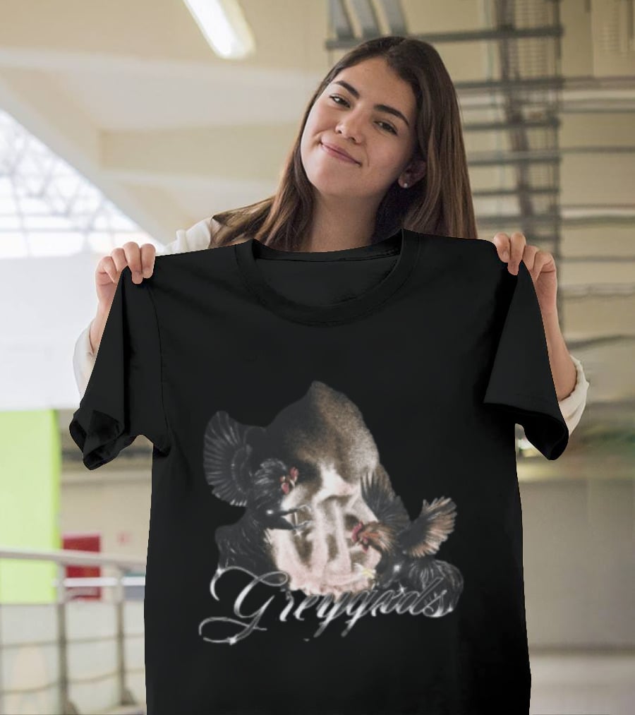 Greygxds Store Gallera Black Rooster T-Shirt