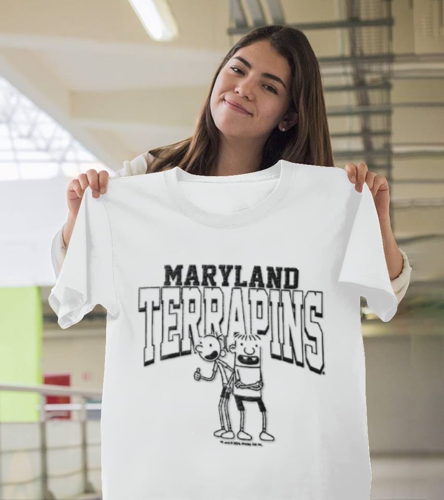 Maryland Terrapins Greg Heffley Rowley Jefferson NCAA Cartoon T-Shirt