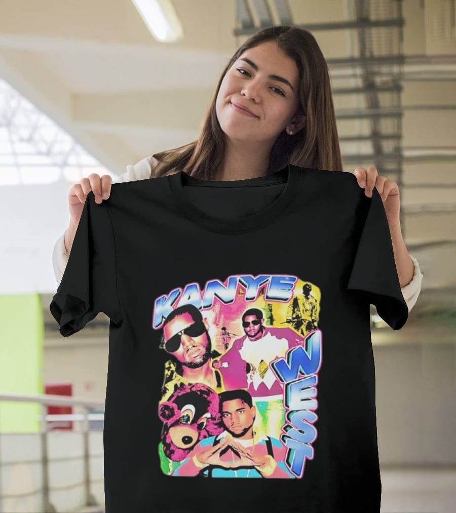 Kanye West Vintage Yeezy Bear Collage Hip Hop Rap Legend T-Shirt