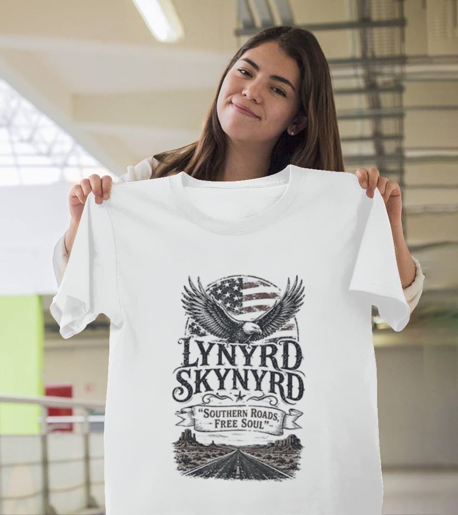 Lynyrd Skynyrd Southern Roads Free Soul American Flag Eagle T-Shirt