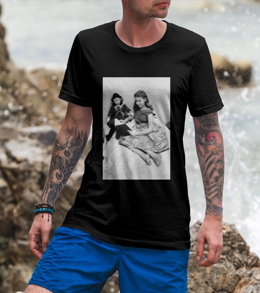 Robin Morgan Young Girl Reading With Doll Vintage Photograph T-Shirt