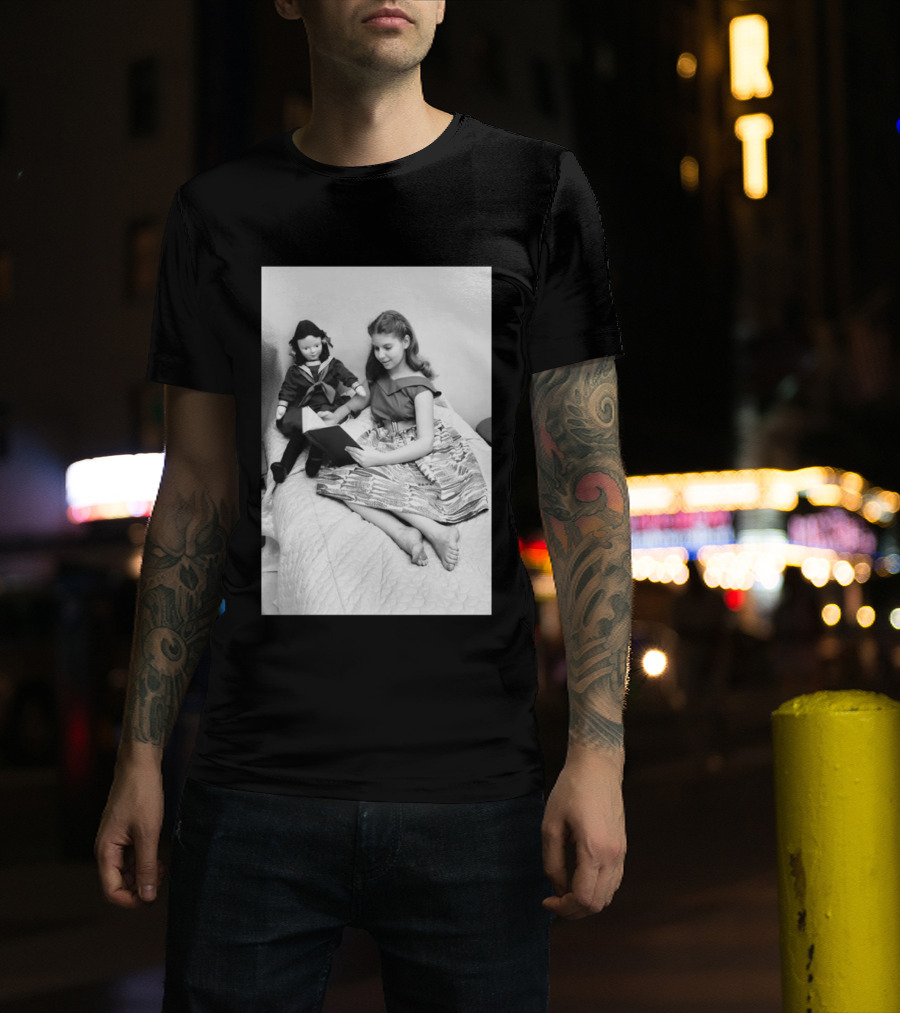 Robin Morgan Young Girl Reading With Doll Vintage Photograph T-Shirt