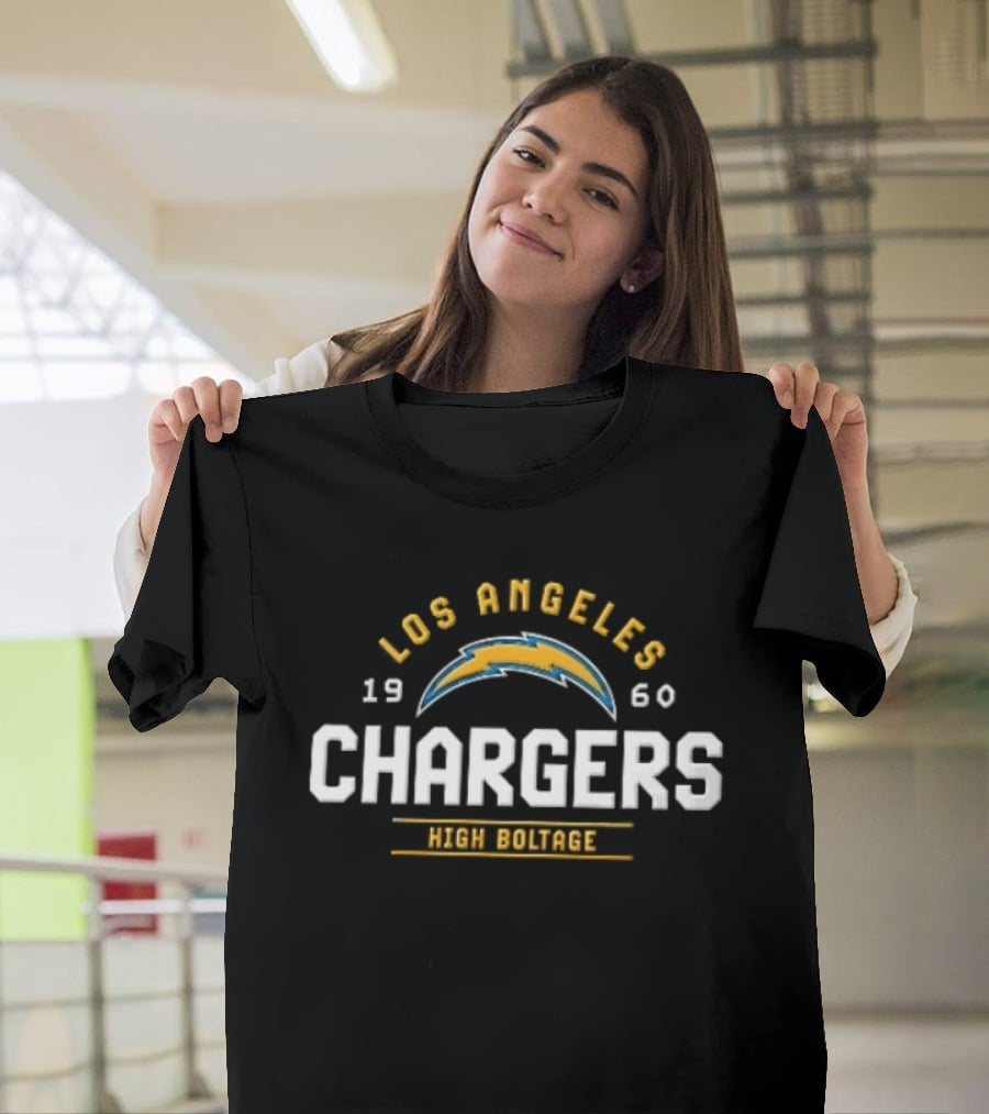 Los Angeles Chargers 1960 High Boltage Lightning Arc T-Shirt