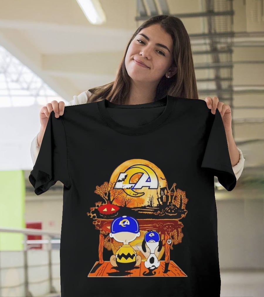 Los Angeles Rams Halloween With Charlie Brown And Snoopy T-Shirt