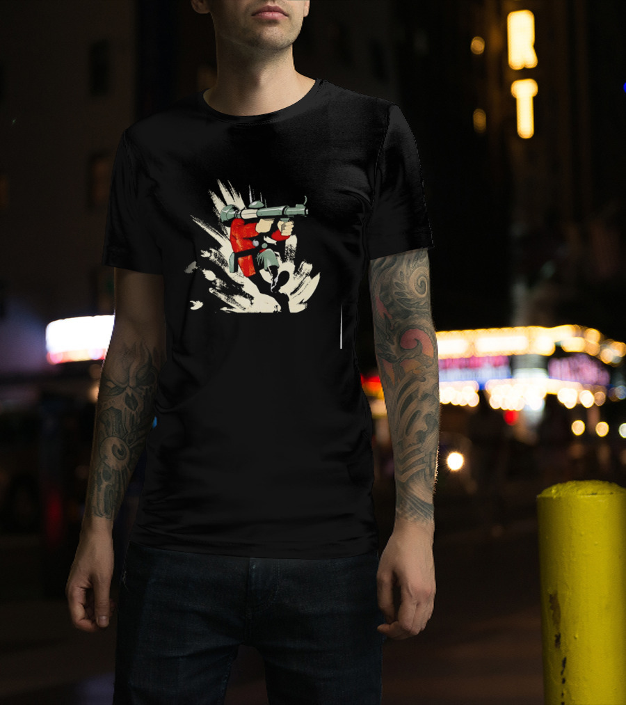 Team Fortress 2 Soldier Rocket Launcher Action Pose Explosive Blast T-Shirt