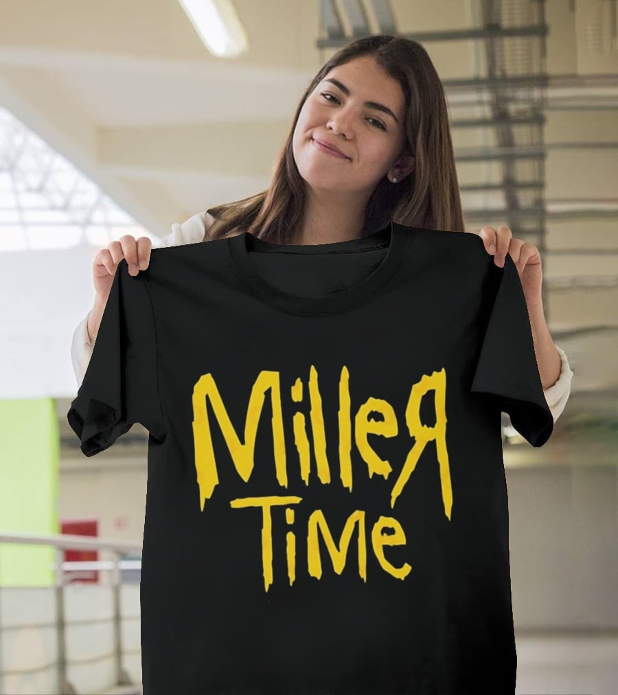 Miller Time Catchphrase Beer Culture Vintage Style Retro Yellow T-Shirt