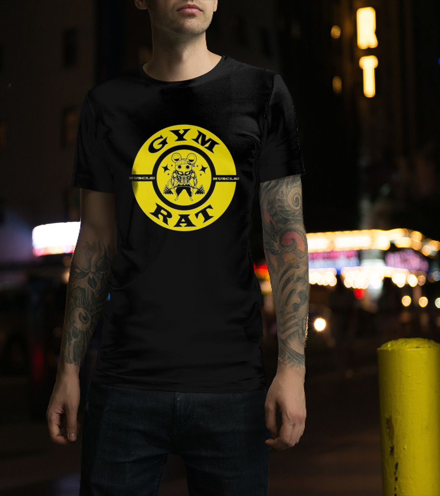 Gym Rat Muscle Fitness Workout Bodybuilding Mouse T-Shirt