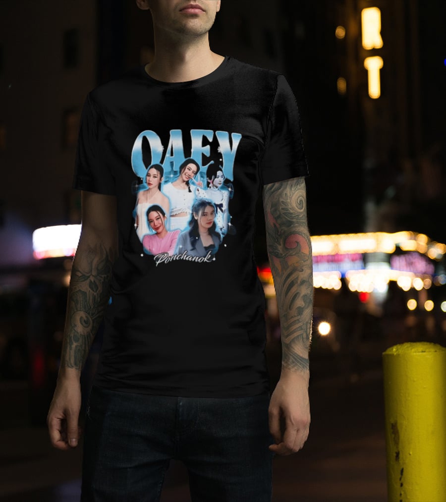 Oaey Ponchanok Woman Collage Blue Aura Sparkles Bootleg T-Shirt