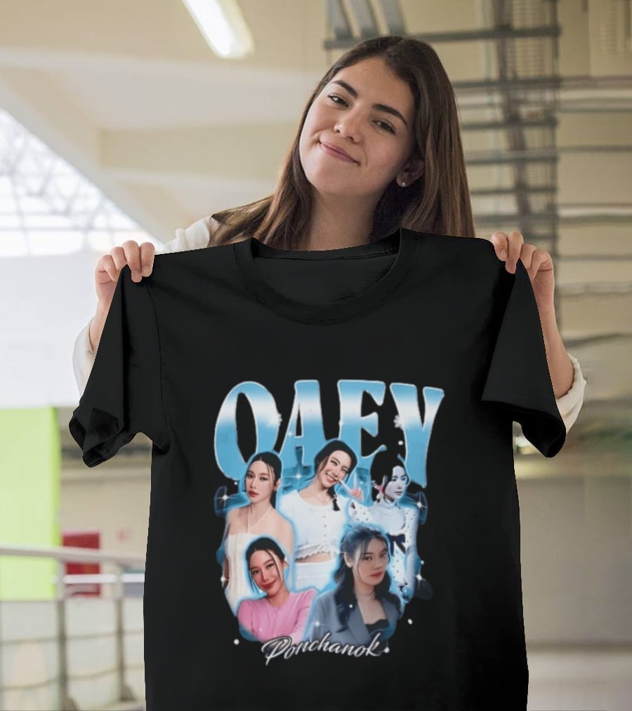 Oaey Ponchanok Woman Collage Blue Aura Sparkles Bootleg T-Shirt