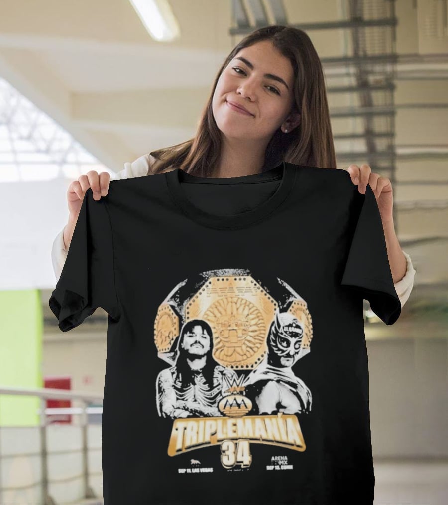Triplemania 34 Lucha Libre Worldwide Event 2023 Featuring Skeleton And Luchador Mask T-Shirt