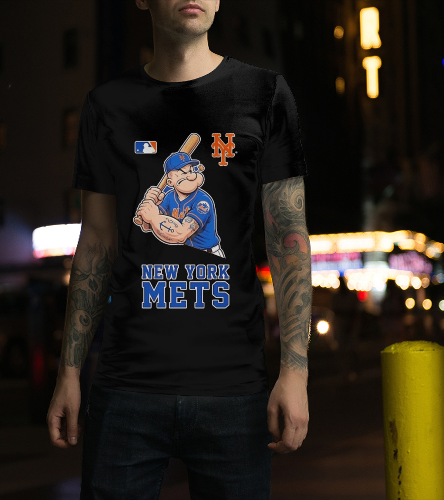 Popeye New York Mets MLB Baseball Battling Mets T-Shirt