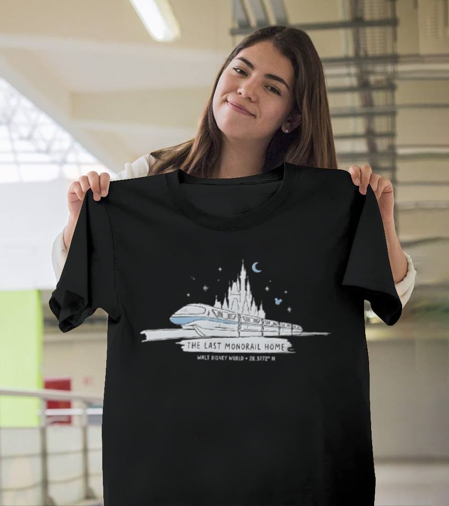 Walt Disney World Monorail Cinderella Castle The Last Monorail Home Magic Kingdom 25th Anniversary T-Shirt