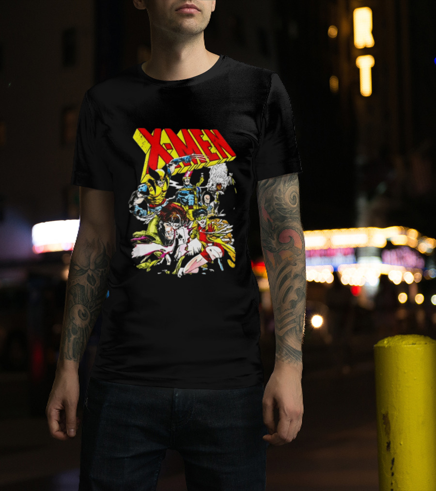 X Men Wolverine Gambit Jubilee Cyclops Storm Classic Comic Characters Distressed T-Shirt