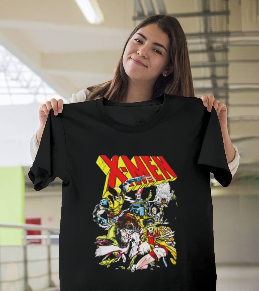 X Men Wolverine Gambit Jubilee Cyclops Storm Classic Comic Characters Distressed T-Shirt